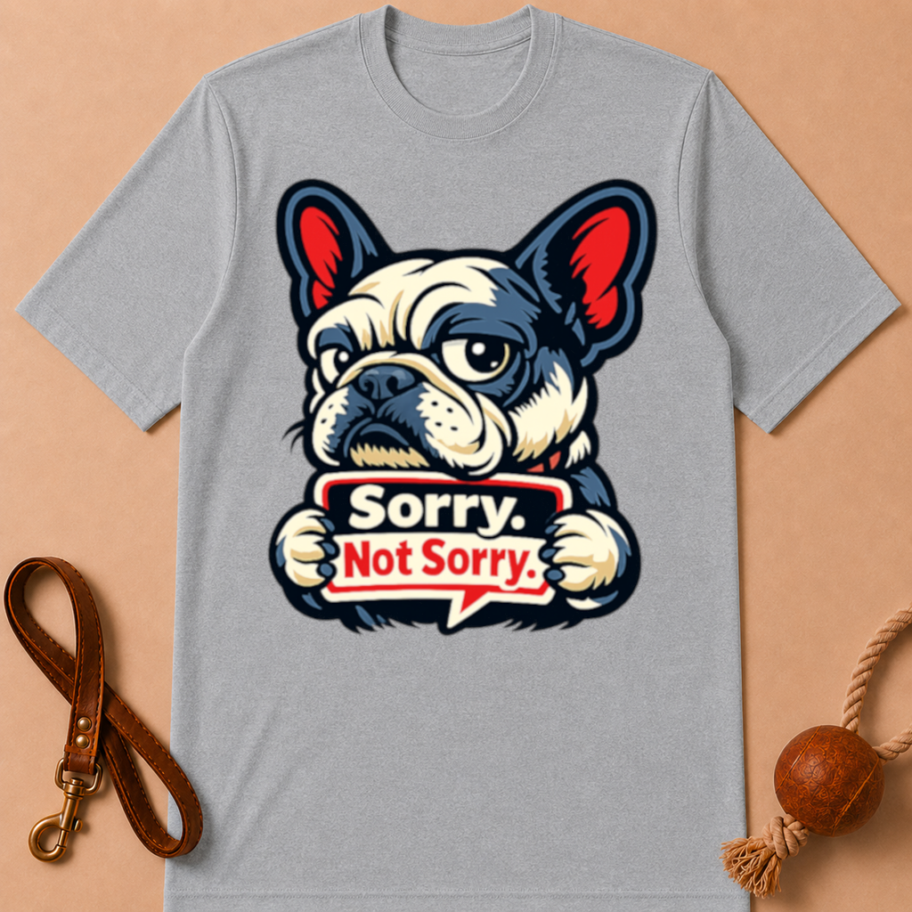 SORRY. NOT SORRY. FRENCH BULLDOG T-SHIRT