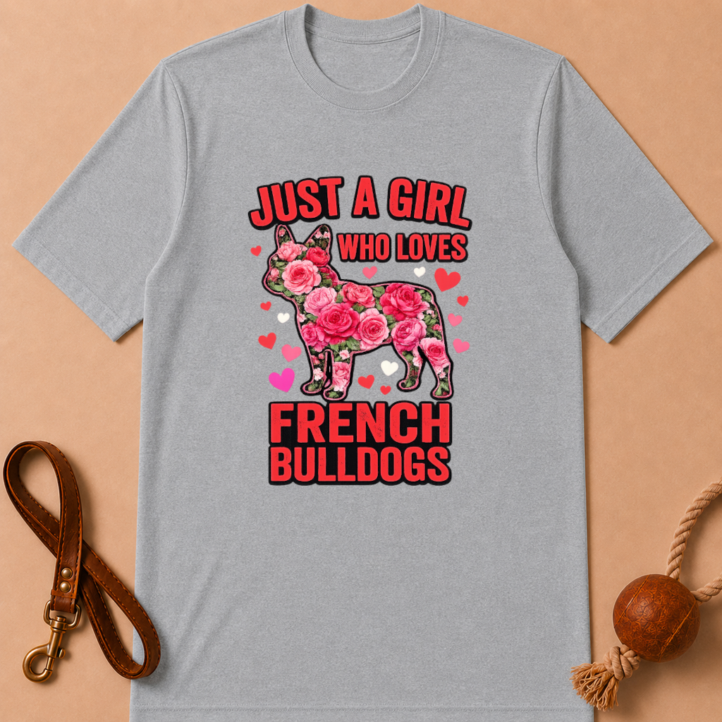 JUST A GIRL WHO LOVES FRENCH BULLDOGS T-SHIRT