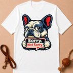 SORRY. NOT SORRY. FRENCH BULLDOG T-SHIRT
