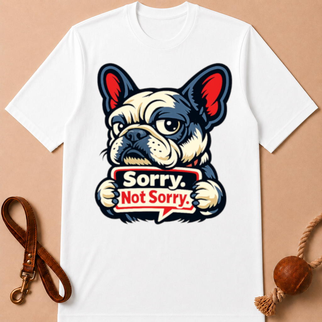 SORRY. NOT SORRY. FRENCH BULLDOG T-SHIRT