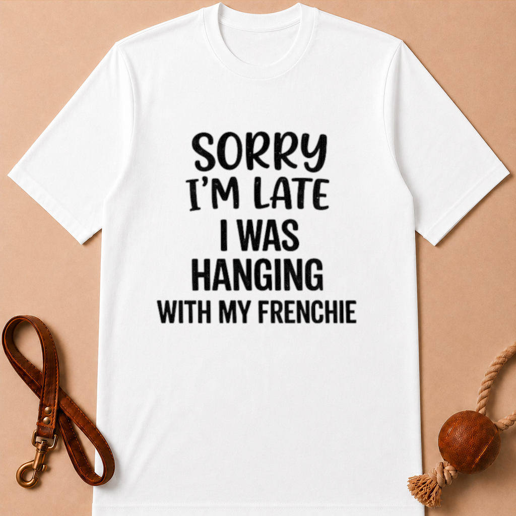 SORRY I'AM LATE I WAS HANGING WITH MY FRENCHIE T-SHIRT