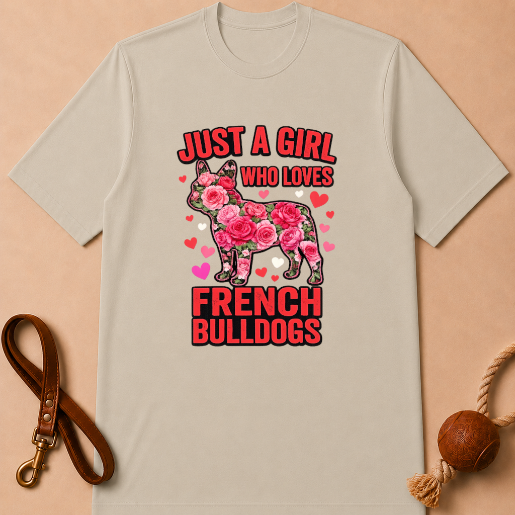 JUST A GIRL WHO LOVES FRENCH BULLDOGS T-SHIRT