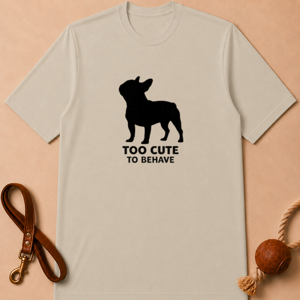 TOO CUTE TO BEHAVE FRENCH BULLDOG T-SHIRT