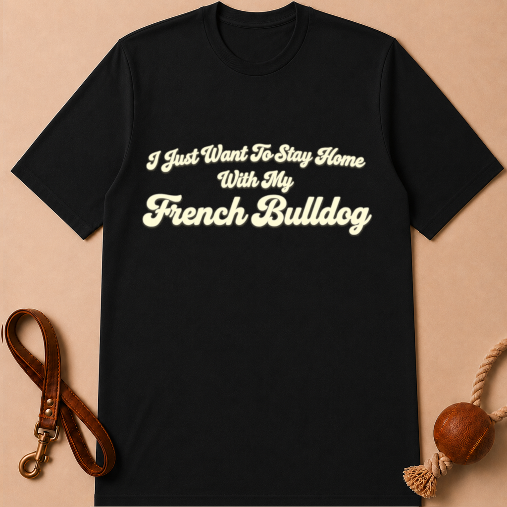I JUST WANT TO STAY HOME WITH MY FENCH BULLDOG T-SHIRT