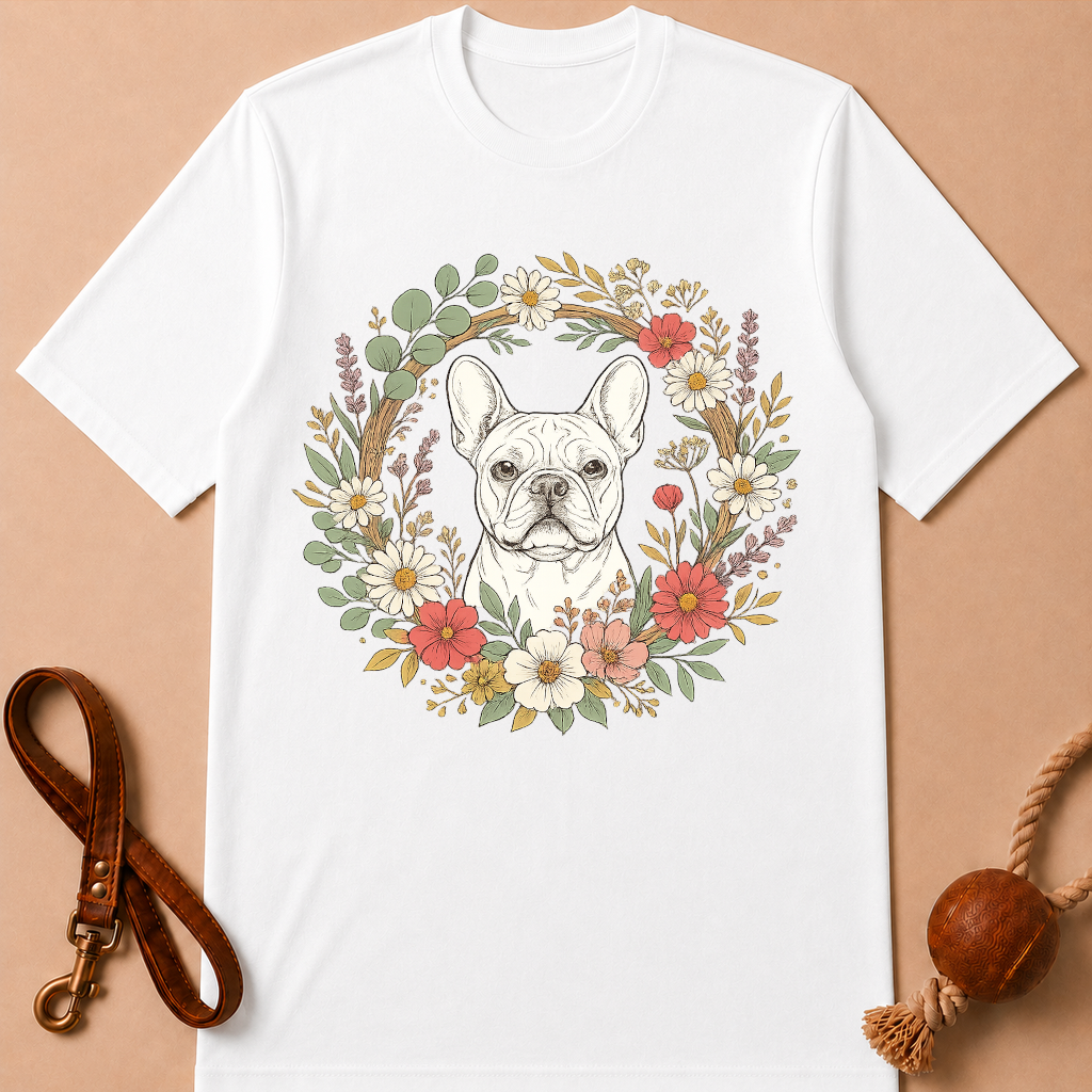 FLORAL FRENCH BULLDOG T-SHIRT