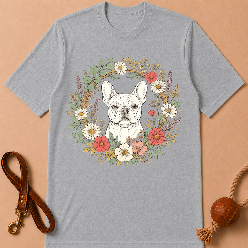 FLORAL FRENCH BULLDOG T-SHIRT