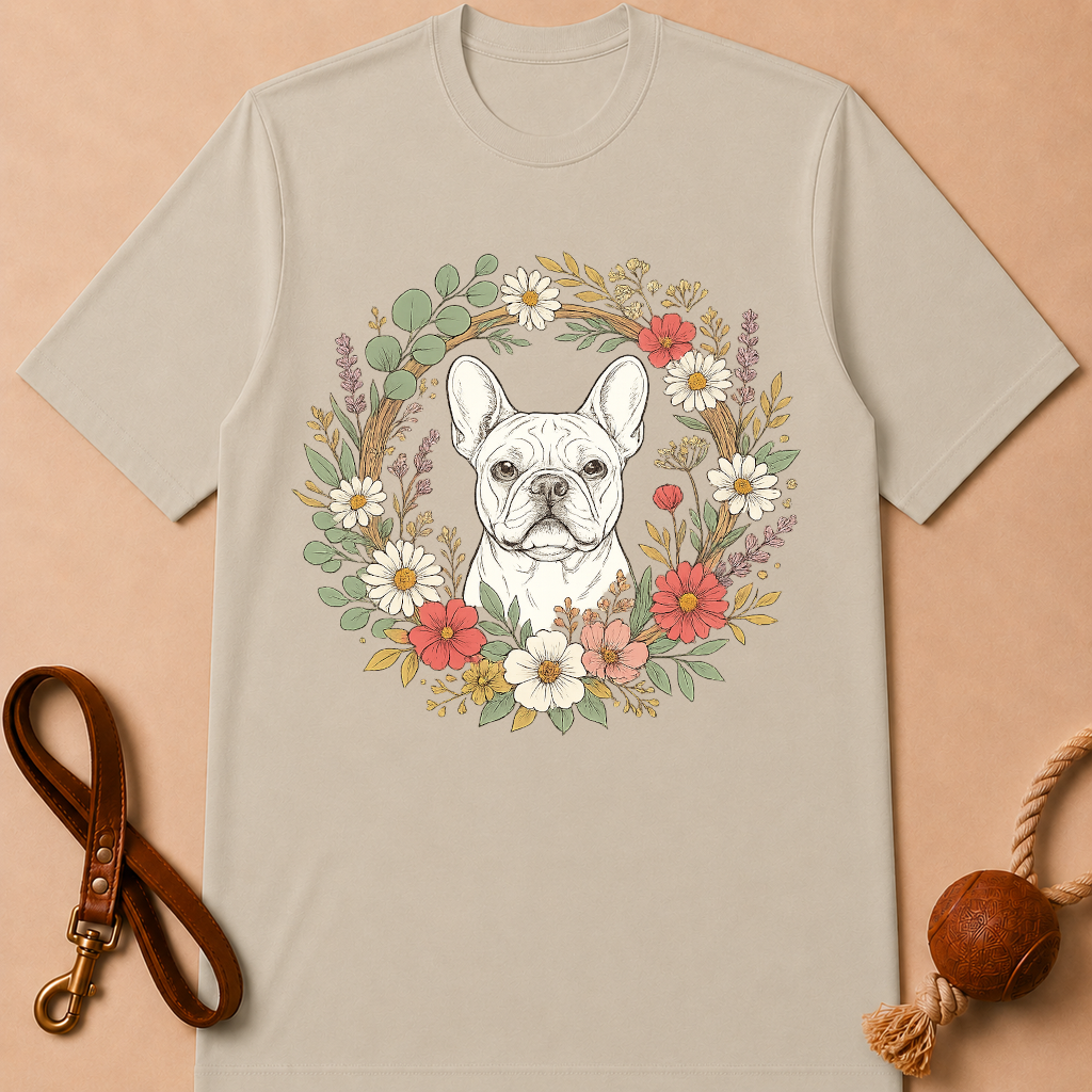 FLORAL FRENCH BULLDOG T-SHIRT