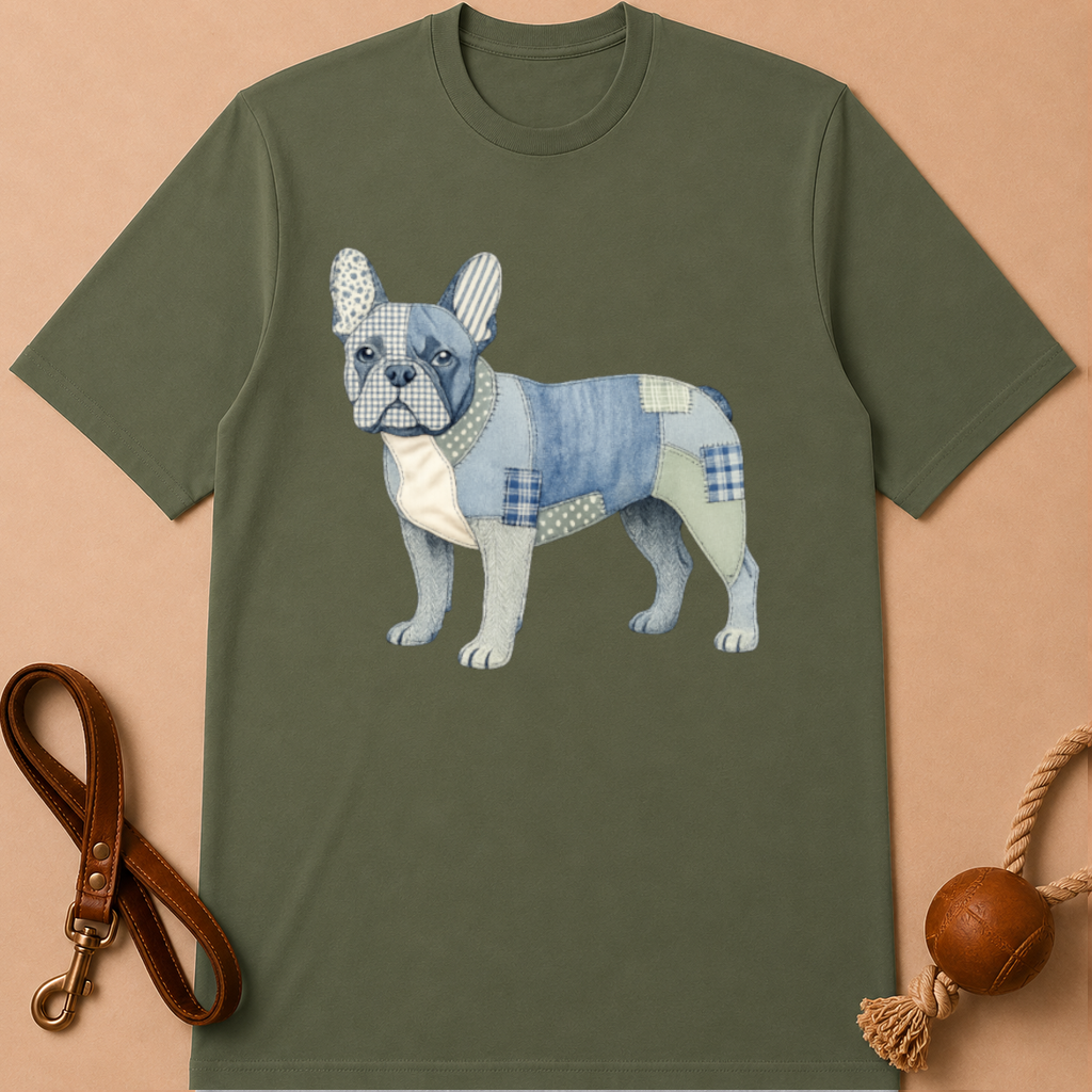 PATCHWORK FRENCH BULLDOG T-SHIRT