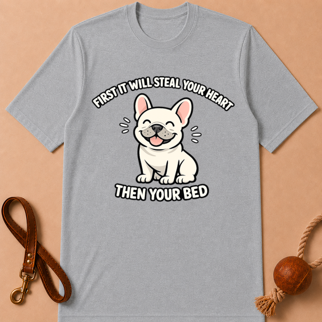 FIRST IT WILL STEAL YOUR HEART THEN YOUR BED T-SHIRT