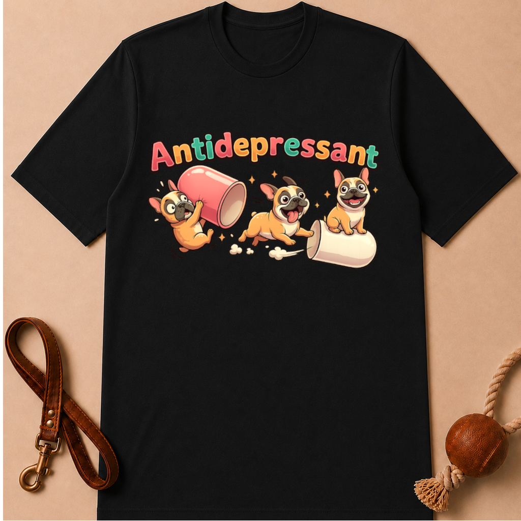 ANTIDEPRESSANT FRENCH BULLDOG T-SHIRT