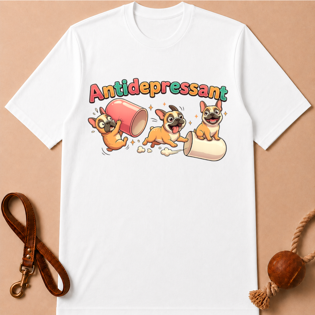 ANTIDEPRESSANT FRENCH BULLDOG T-SHIRT