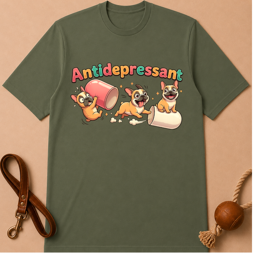 ANTIDEPRESSANT FRENCH BULLDOG T-SHIRT