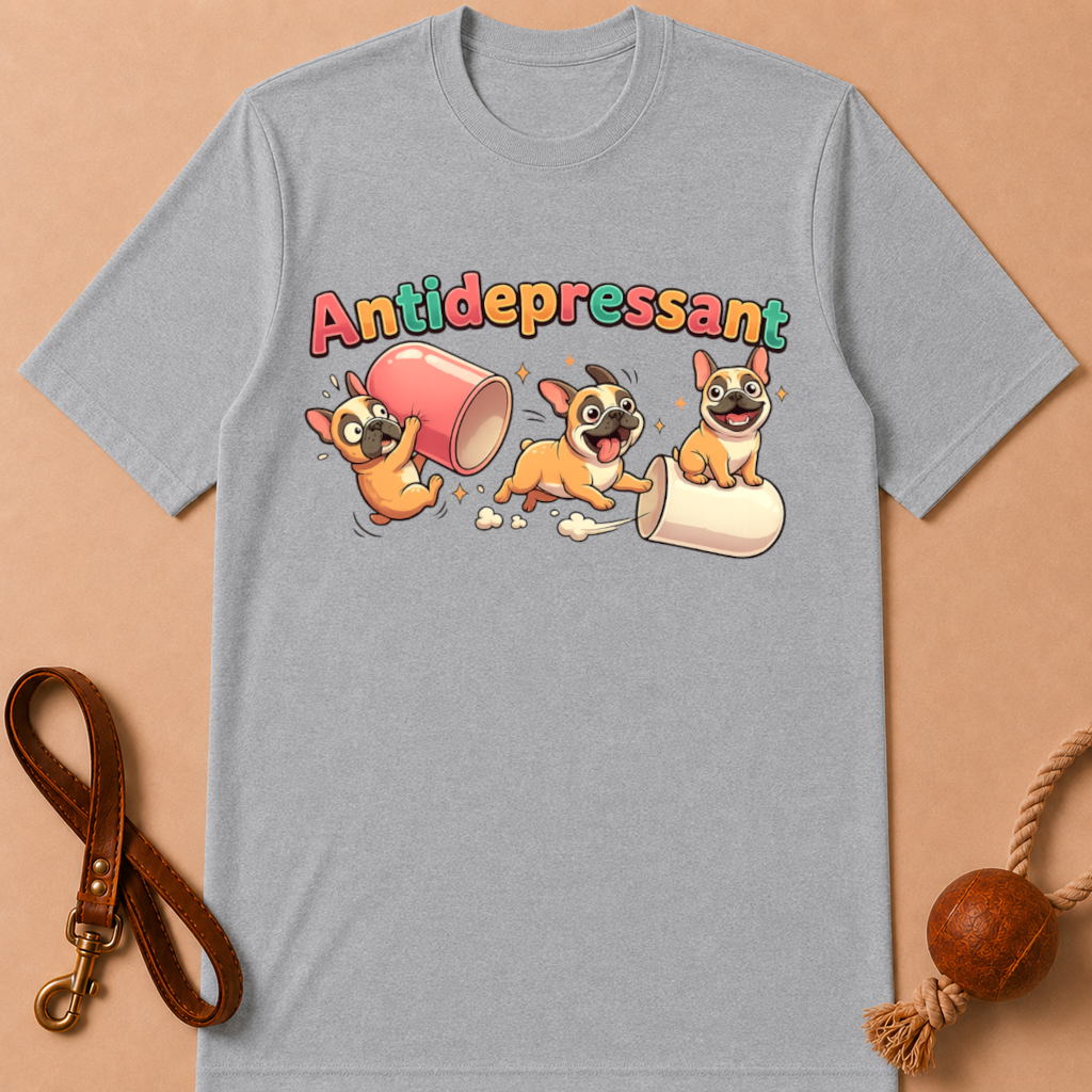 ANTIDEPRESSANT FRENCH BULLDOG T-SHIRT