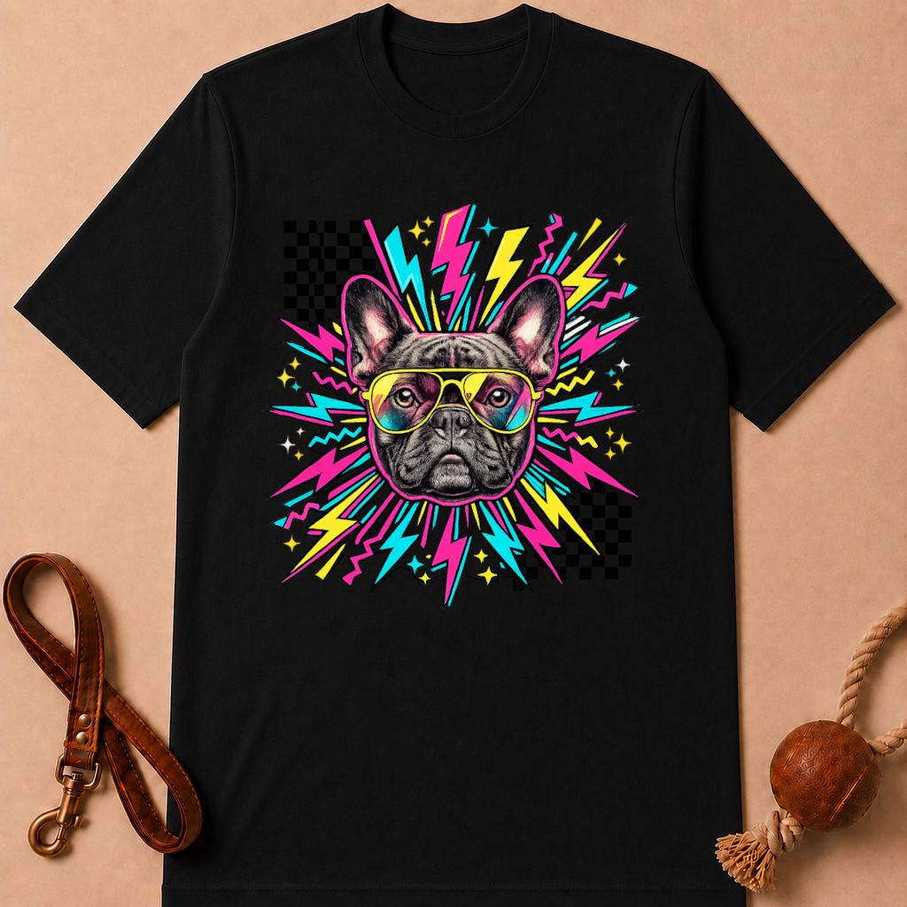 RETRO NEON FRENCH BULLDOG T-SHIRT