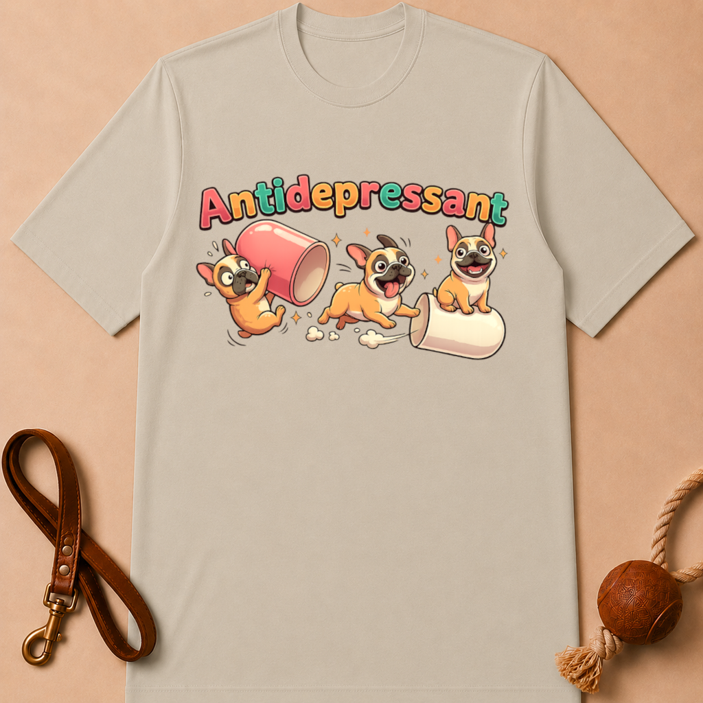ANTIDEPRESSANT FRENCH BULLDOG T-SHIRT