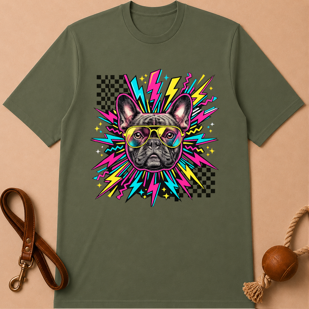RETRO NEON FRENCH BULLDOG T-SHIRT