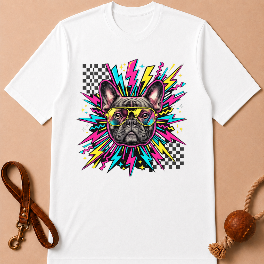 RETRO NEON FRENCH BULLDOG T-SHIRT