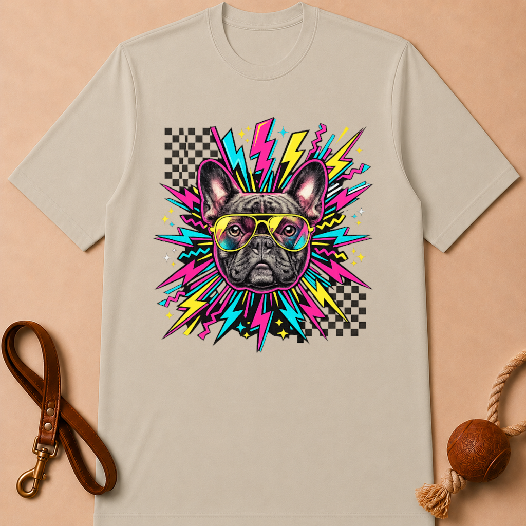 RETRO NEON FRENCH BULLDOG T-SHIRT