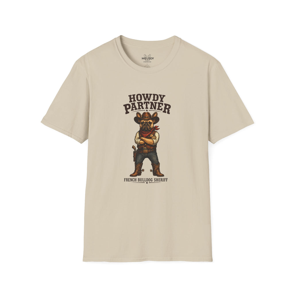 HOWDY PARTNER  FRENCH BULLDOG SHERIFF T-SHIRT