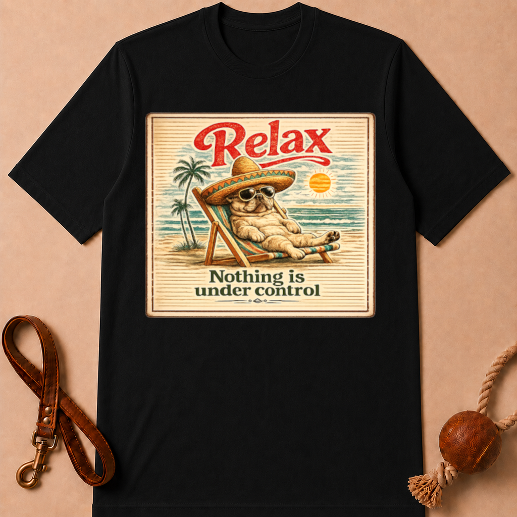 RELAX NOTHING IS UNDER CONTROL FRENCH BULLDOG T-SHIRT