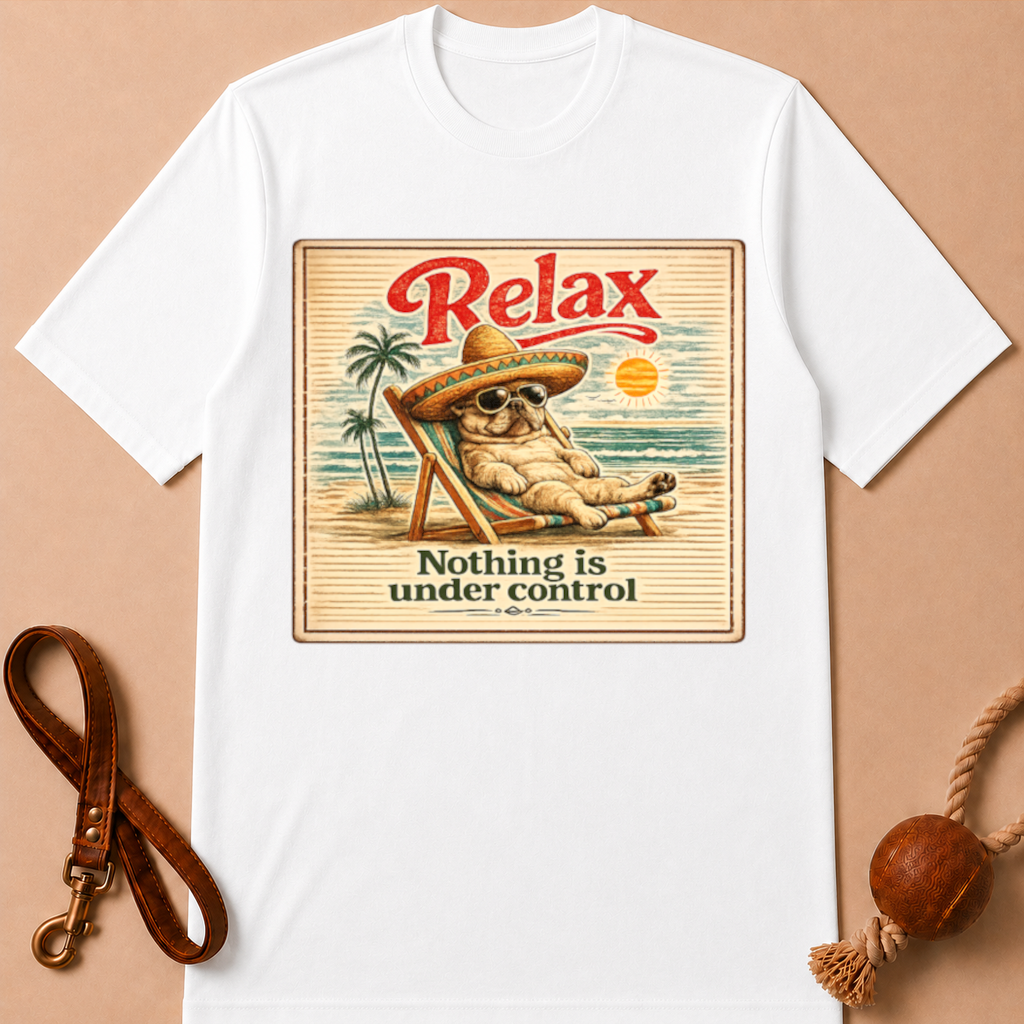 RELAX NOTHING IS UNDER CONTROL FRENCH BULLDOG T-SHIRT