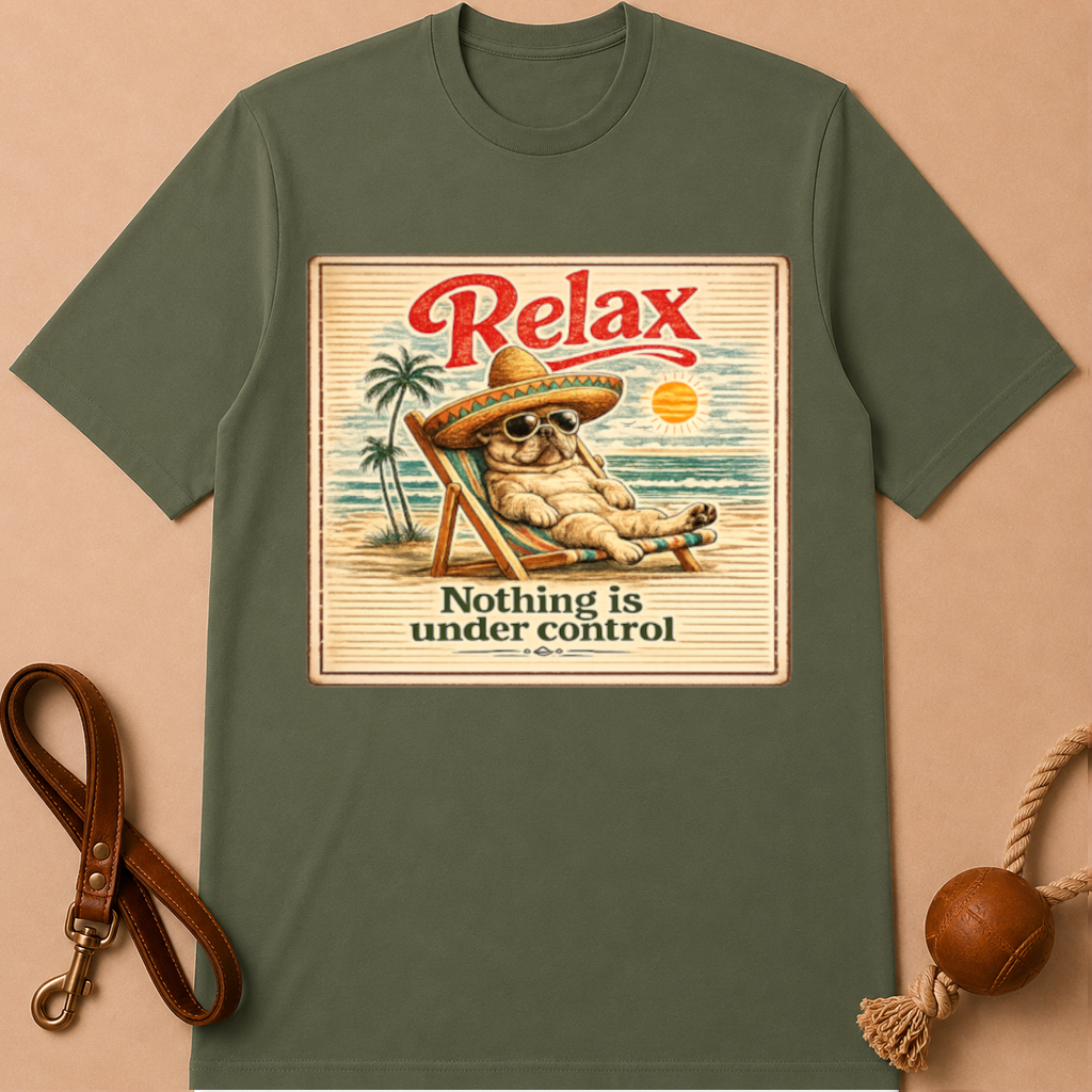 RELAX NOTHING IS UNDER CONTROL FRENCH BULLDOG T-SHIRT