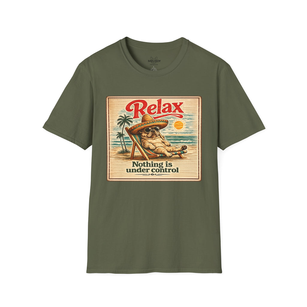 RELAX NOTHING IS UNDER CONTROL FRENCH BULLDOG T-SHIRT