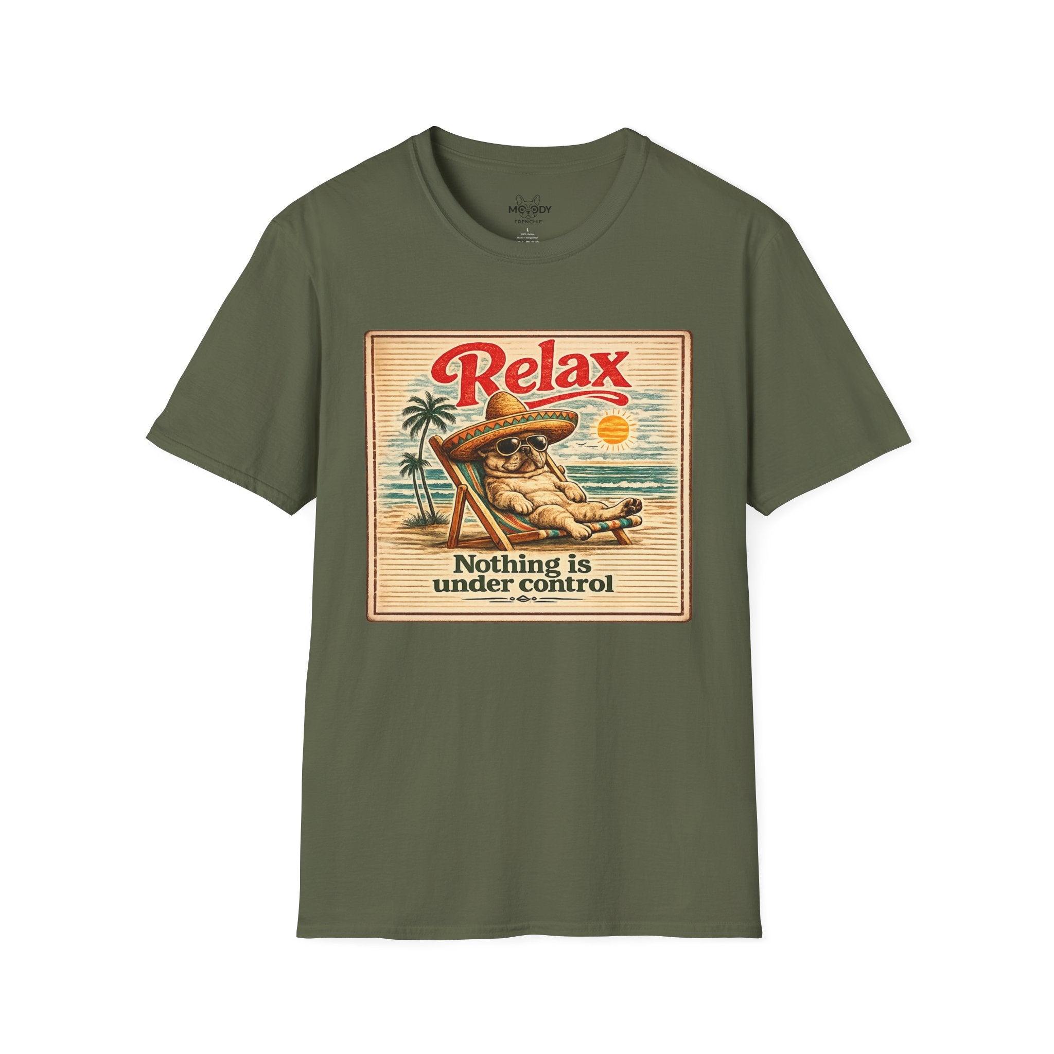 RELAX NOTHING IS UNDER CONTROL FRENCH BULLDOG T-SHIRT