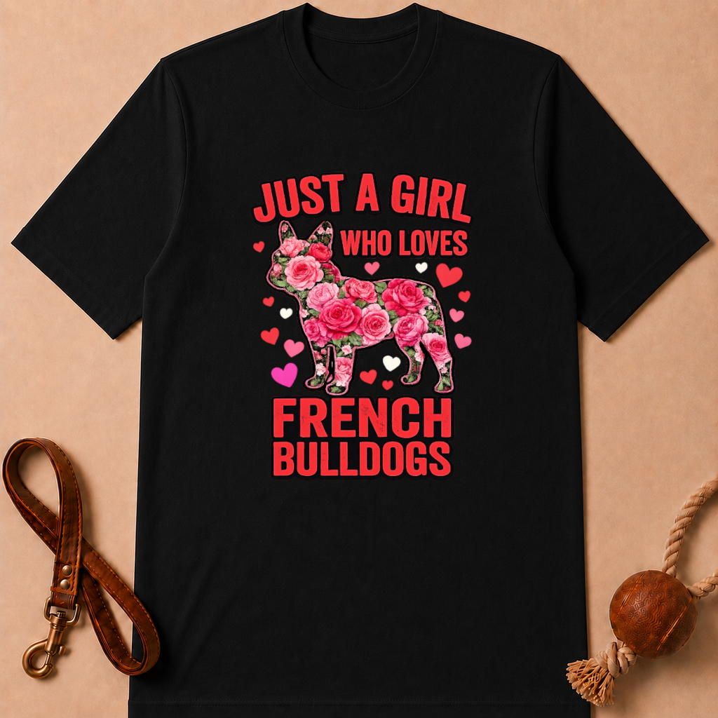 JUST A GIRL WHO LOVES FRENCH BULLDOGS T-SHIRT