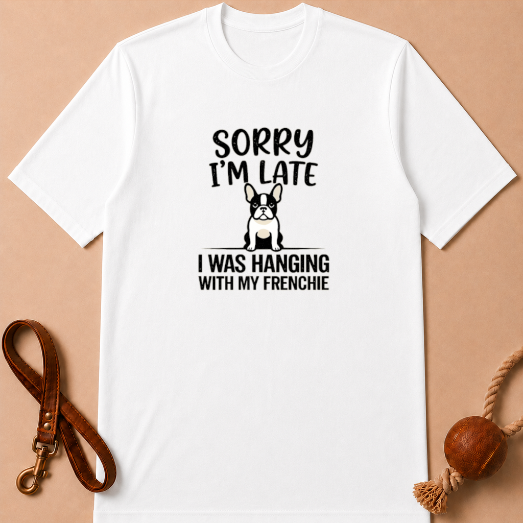 SORRY I'M LATE I WAS HANGING WITH MY FRENCHIE T-SHIRT
