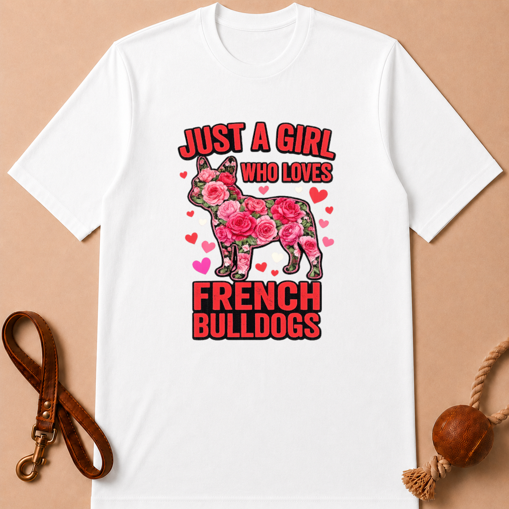 JUST A GIRL WHO LOVES FRENCH BULLDOGS T-SHIRT