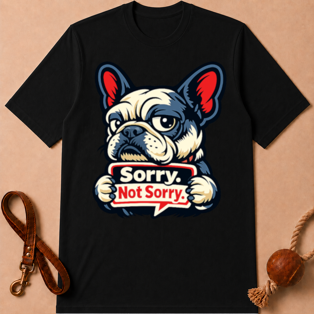 SORRY. NOT SORRY. FRENCH BULLDOG T-SHIRT